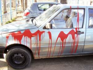 autovehicul distrus şi vandalizat pe strada emil zola din guşteriţa