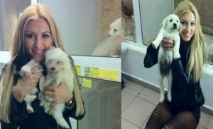 VIP - Andreea Bălan s-a pozat cu căţeluşii de la un pet-shop din Sibiu