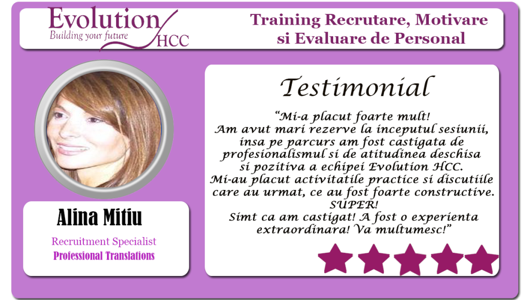 testimonial alina mitiu-training recrutare evolution hcc