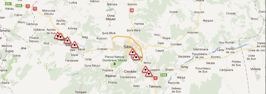 opt puncte negre în judeţul sibiu pe harta zonelor cu cel mai mare risc de accidente rutiere din românia