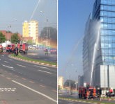 foto – incendiu la centrul de afaceri al lui carabulea. intervin pompierii! e doar un exercițiu!