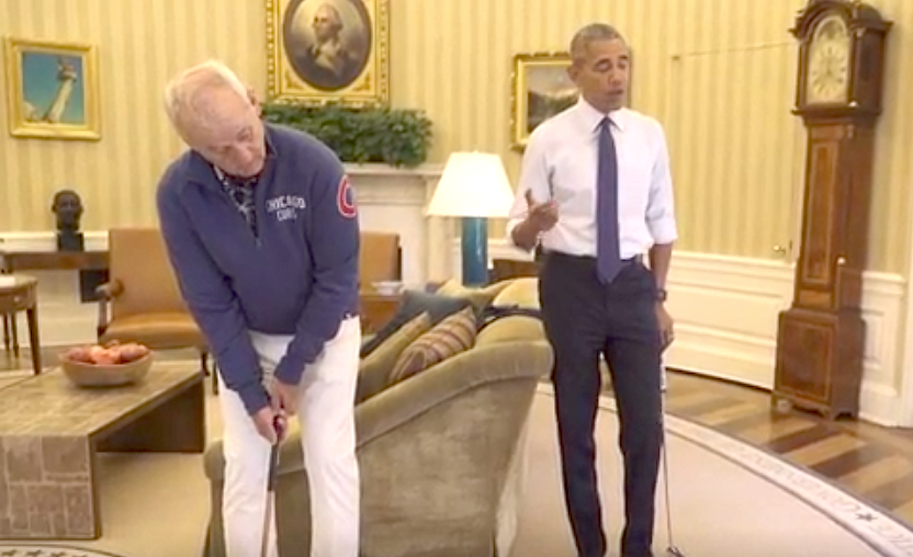 barack obama joacă golf cu bill murray în biroul oval
