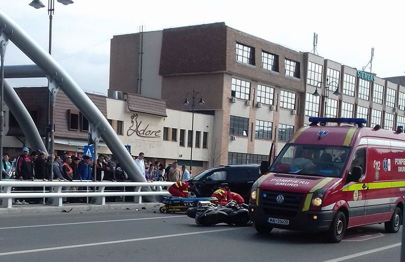 starea de sănătate a motociclistului lovit de o mașină sâmbătă la piața cibin