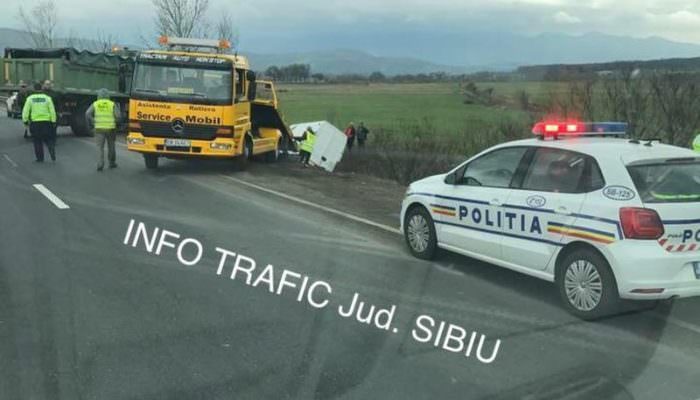 foto - cal omorât de un microbuz pe dn7 la tălmaciu. l-a lovit în plin