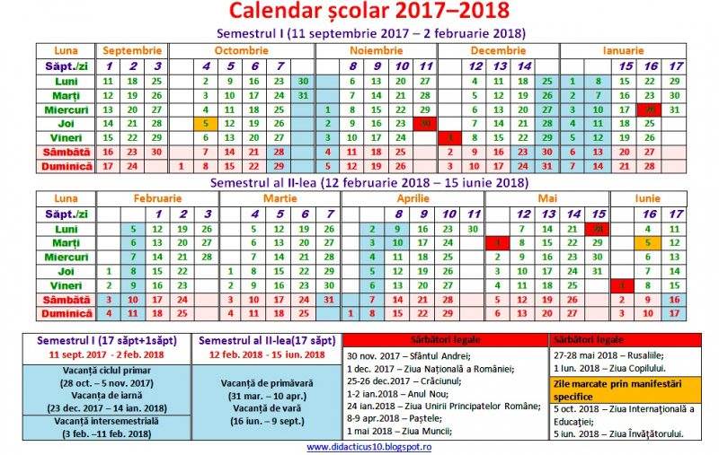 începe școala – cum arată structura anului școlar 2017 – 2018