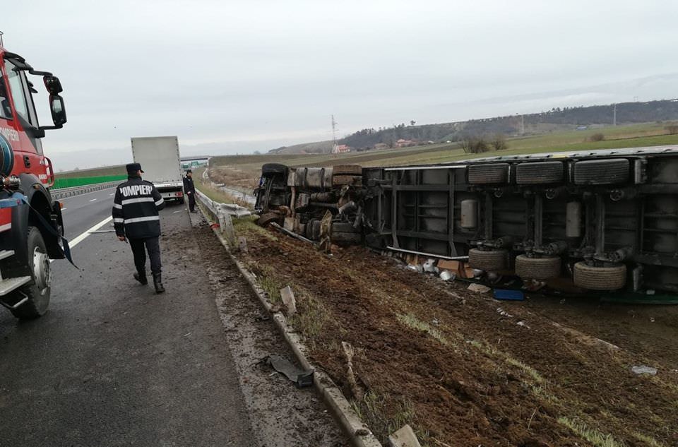 foto – accident grav pe autostrada sibiu – orăștie. o persoană rănită