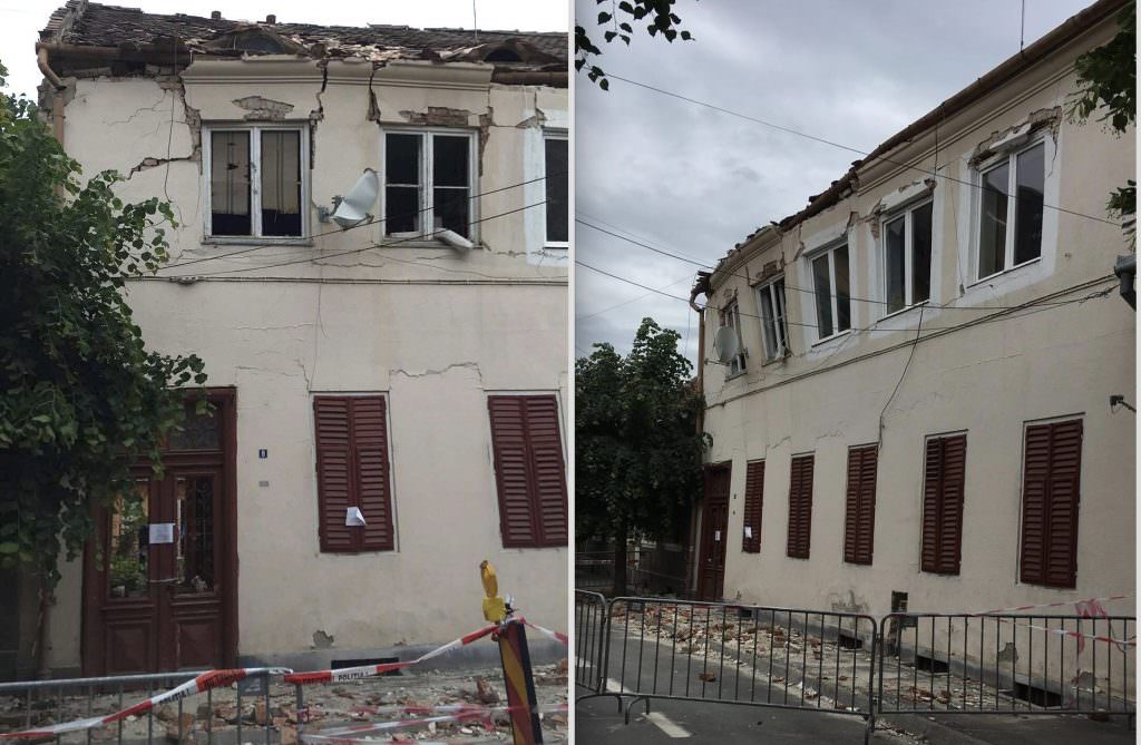 video foto - locatari evacuați de pe strada crișanei. se prăbușește o casă