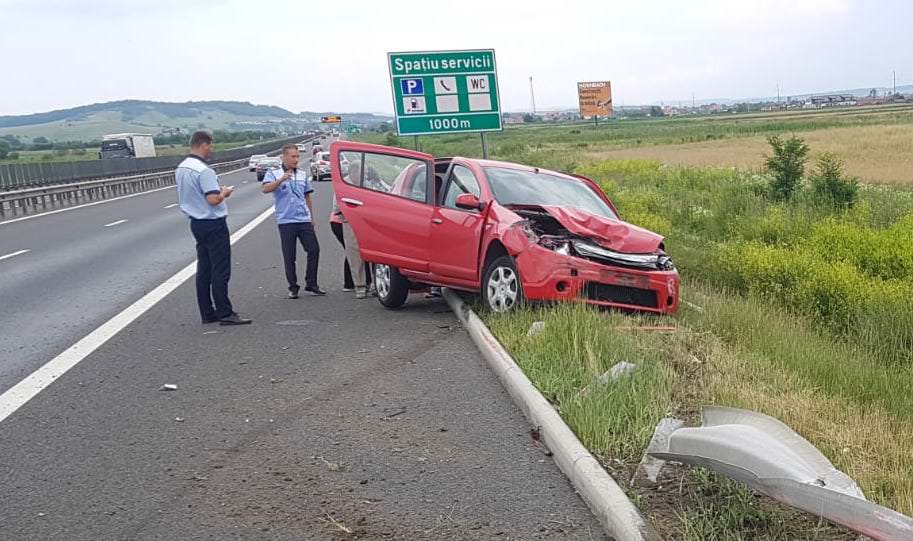 FOTO - Accident pe autostradă în zona Cristian - Sibiu