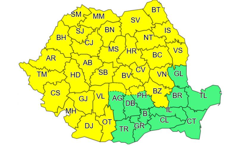 vin ploile – cod galben de furtuni în nu mai puțin de 31 de județe