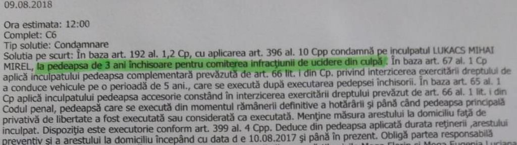 crima de pe zebră - trei ani de închisoare pentru ucigaș. despăgubiri record pentru familia victimei