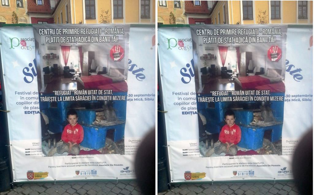 foto – sibiul împânzit cu afișe de manipulare înainte de referendum