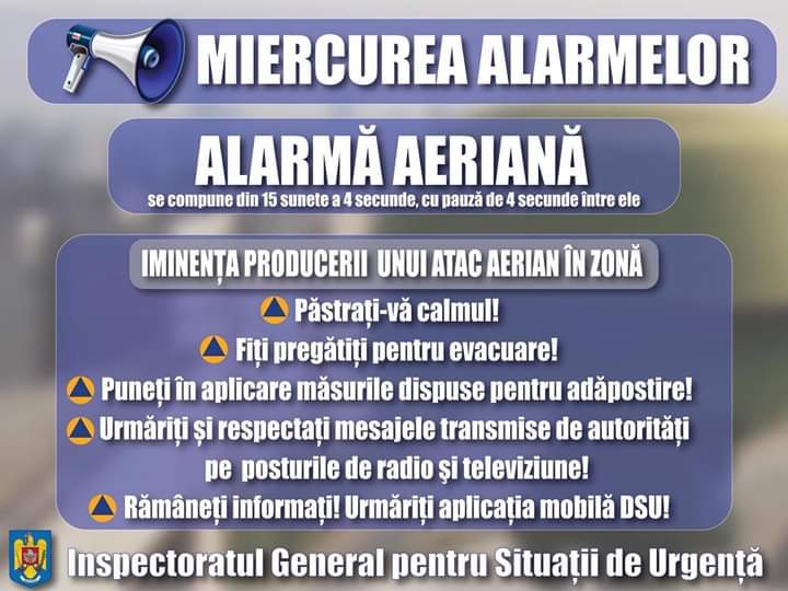 Alarmele răsună în tot Sibiul miercuri de la ora 10:00