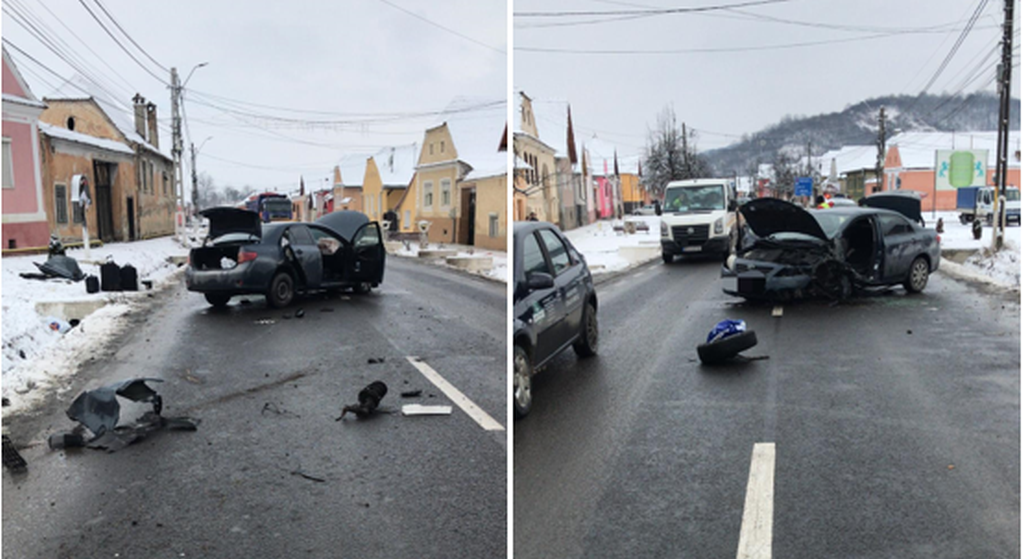 video foto momentul în care un șofer adormit la volan intră într-un cap de pod la saroș pe târnave