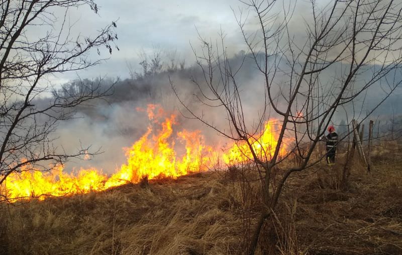 două incendii de vegetație uscată în sibiu și mediaș - pompierii sibieni la datorie