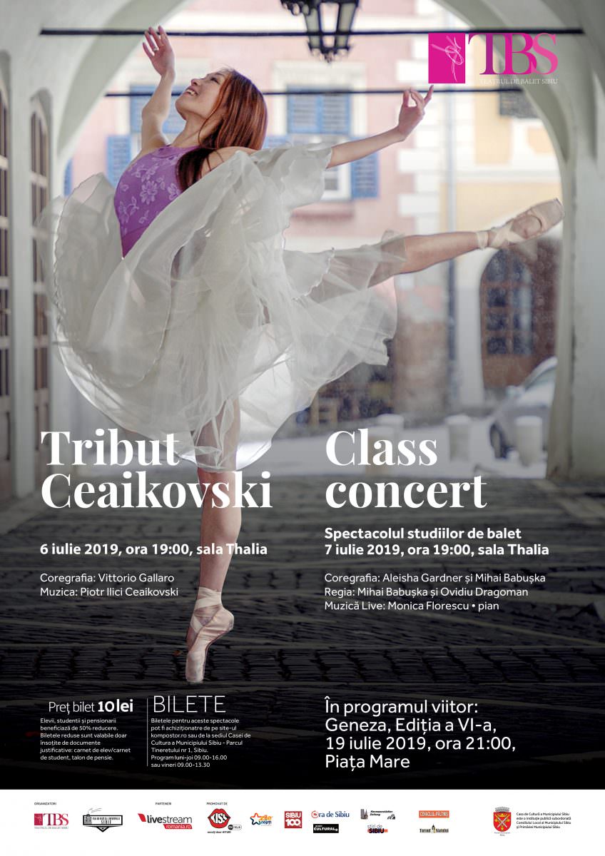 foto „tribut ceaikovskiˮ și „class concertˮ — două dintre spectacolele din iulie de la teatrul de balet sibiu