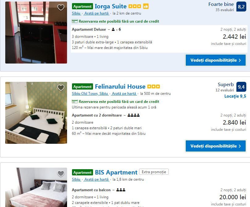 sibiul, magnet pentru turiști - apartament închiriat cu 20.000 lei în weekend