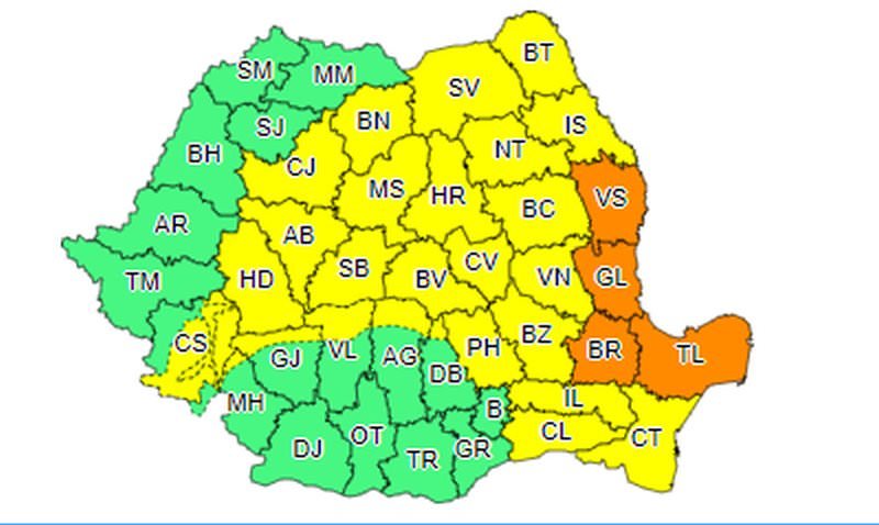 Cod galben de ploi și vânt în județul Sibiu