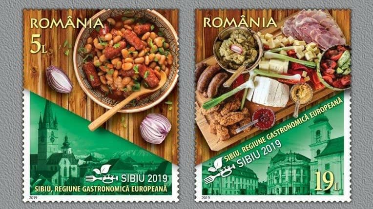 emisiune de mărci poștale cu „sibiu, regiune gastronomică europeană”