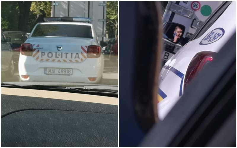 foto poliţist surprins în trafic vorbind la telefon la sibiu
