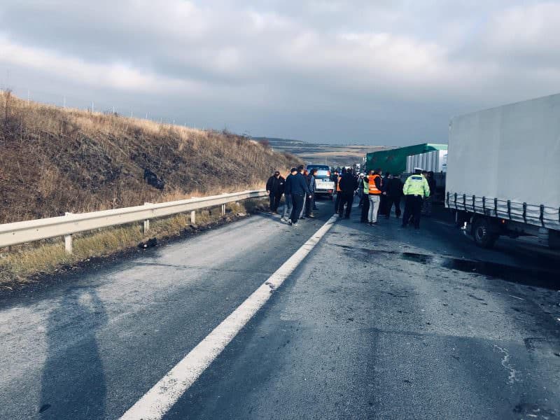 foto accident pe autostrada a1 între sebeș și sibiu - restricții în zona apoldu de sus