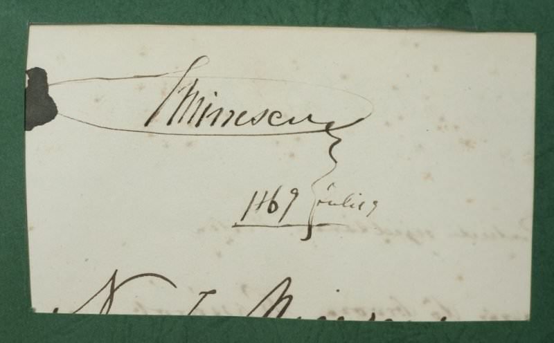 cartea de onoare a societății din 1869 în care apare semnătura lui mihai eminescu, expusă la muzeul brukenthal