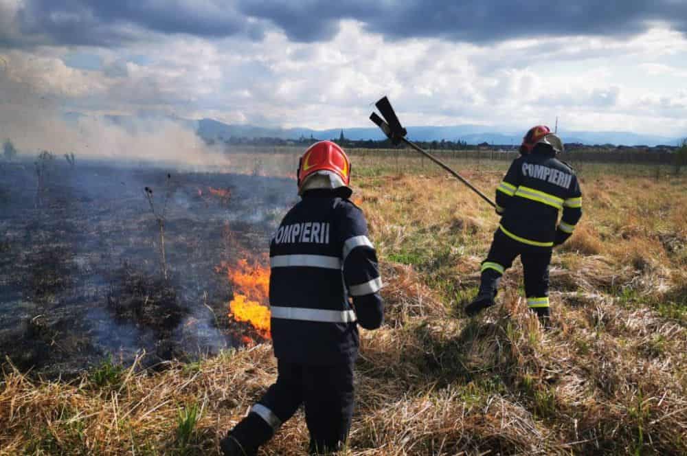incendiu pe câmp în sibiu - au ars două hectare de vegetație uscată
