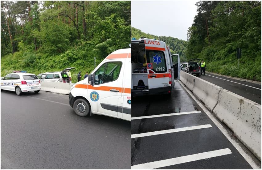 update foto: accident pe valea oltului - un șofer a intrat cu mașina în parapet