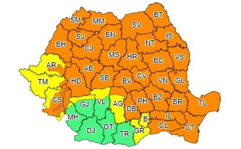 Ploi torențiale, vijelii și grindină - Sibiul, sub avertizare de cod portocaliu