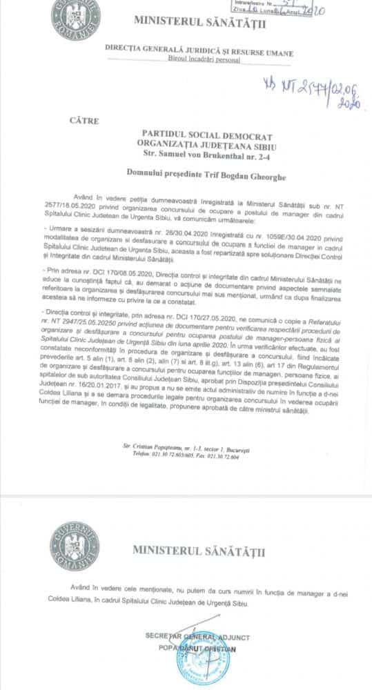 Noi acuzații în scandalul privind șefia Spitalului Județean - PSD Sibiu: "Concursul a fost organizat în stil mafiot"