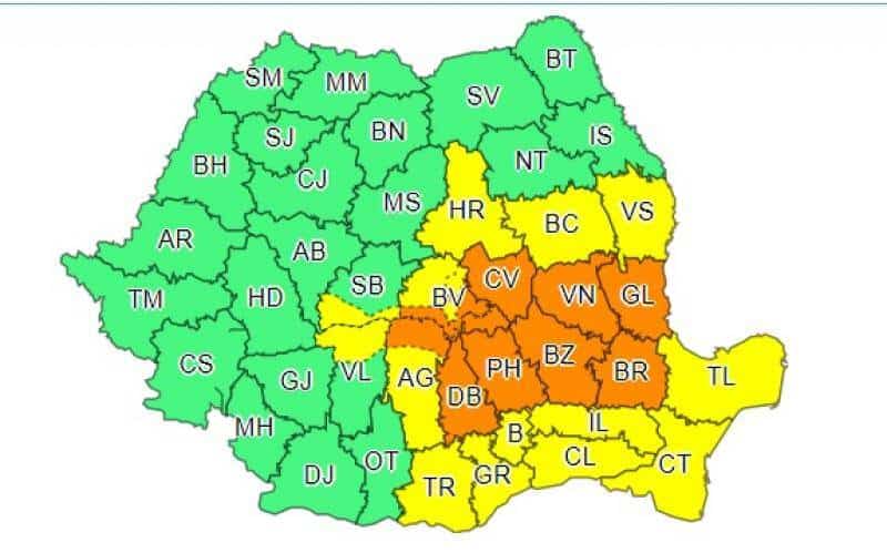 prognoza meteo - ploi și temperaturi scăzute în următoarele două zile