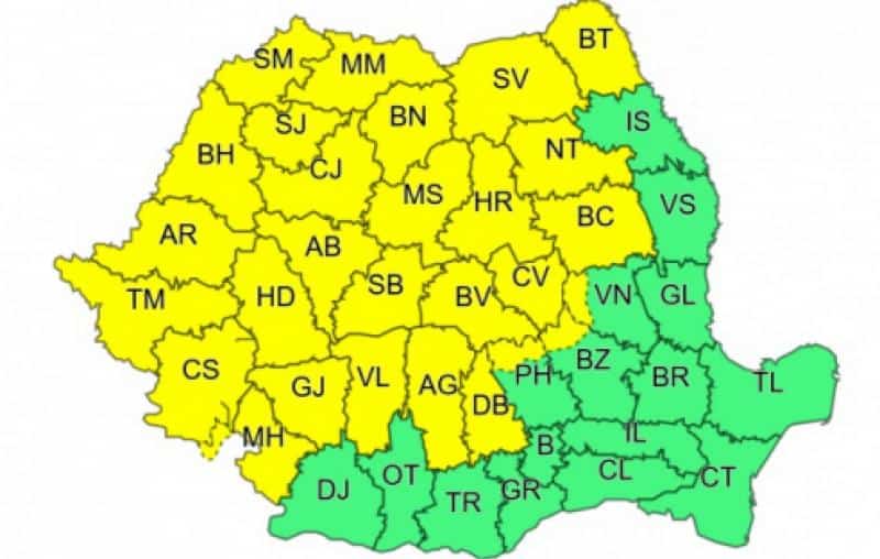 revin ploile - cod galben în județul sibiu