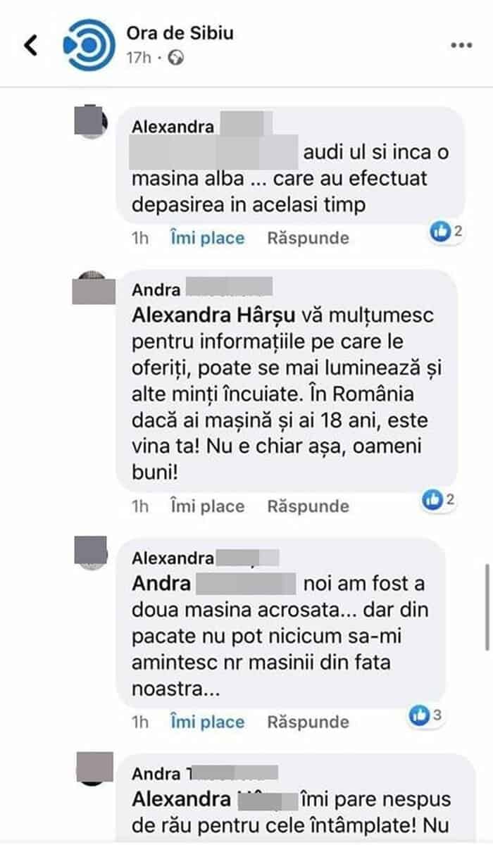 Martorii accidentului grav de la Ocna Sibiului - Șoferul blamat a încercat să evite un „bizon” care circula haotic