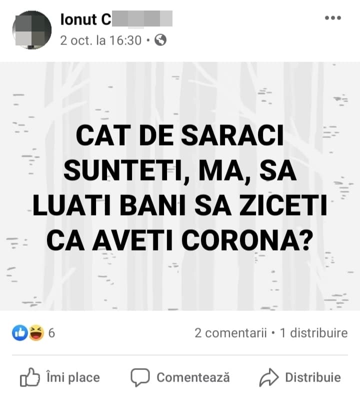 jandarmul sibian mort de covid nu credea în virus - „cât de săraci sunteți să luați bani să ziceți că aveți corona?”