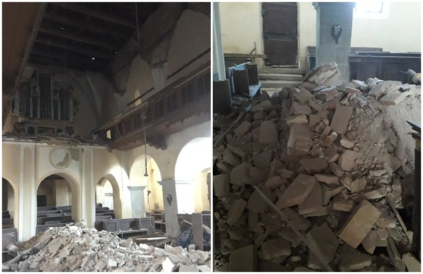tavanul bisericii fortificate din alțâna s-a prăbușit