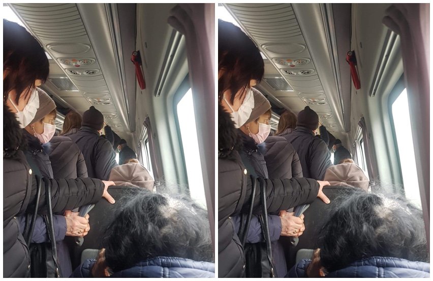 video: distanțare ioc într-un microbuz la sibiu - oamenii stau claie peste grămadă