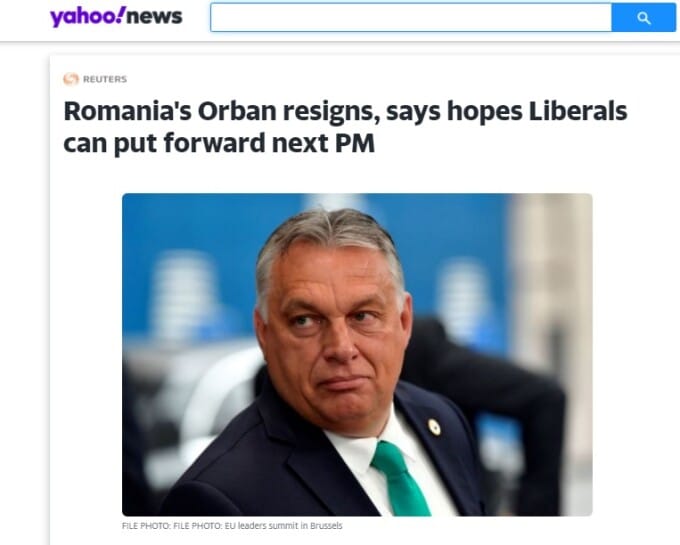 Se întâmplă și la case mari- Reuters a folosit poza premierului ungar Orban la știrea despre demisia românului Orban