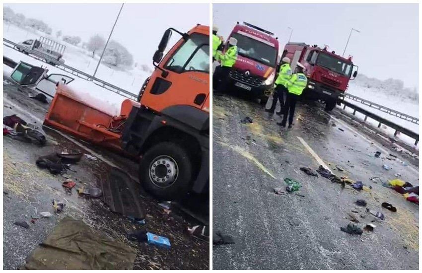 noi imagini de la accidentul cu trei morți de pe autostradă la sibiu