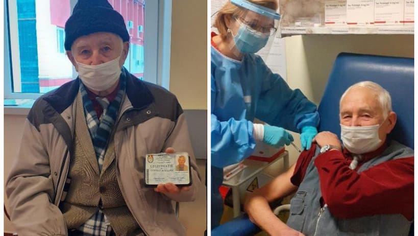 foto - un veteran în vârstă de 91 de ani s-a vaccinat. ultima dată a făcut-o în 1936