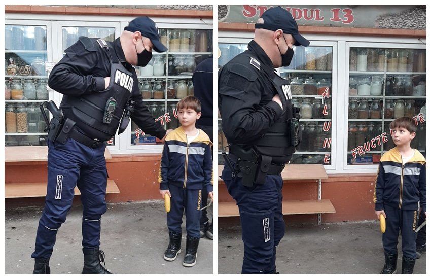 foto: gestul emoționant al unui polițist din sibiu - i-a înseninat ziua unei bunicuțe din piață