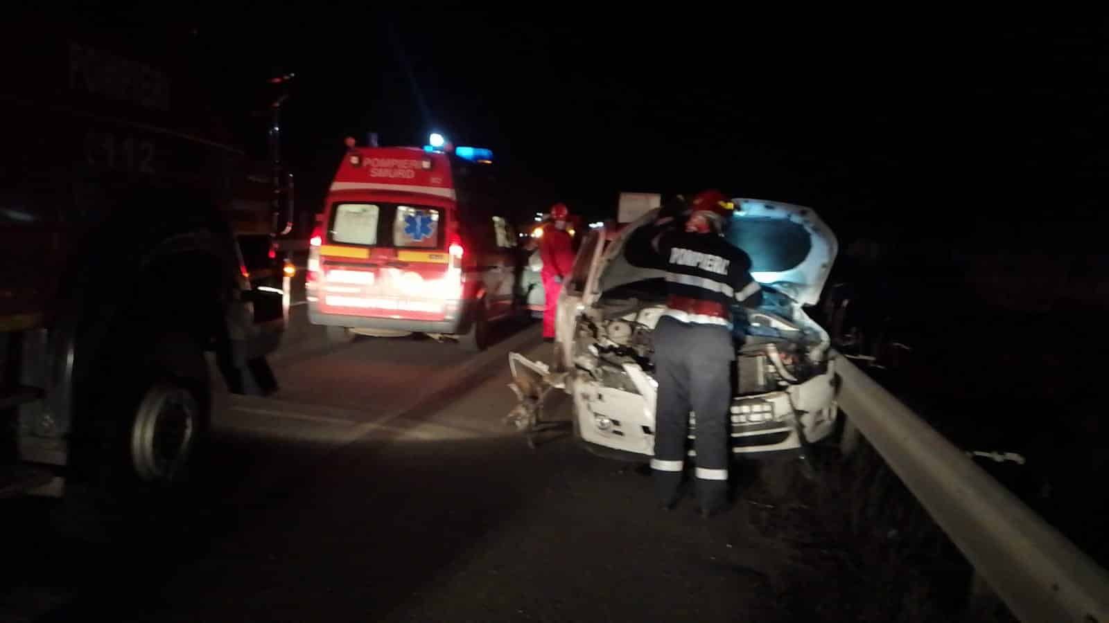 accident în lanț pe autostradă la sibiu - patru mașini și un tir implicate