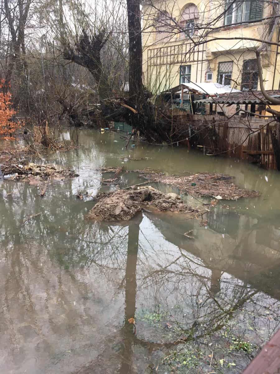 video foto inundații în parcul sub arini - apa a ajuns și într-o gospodărie