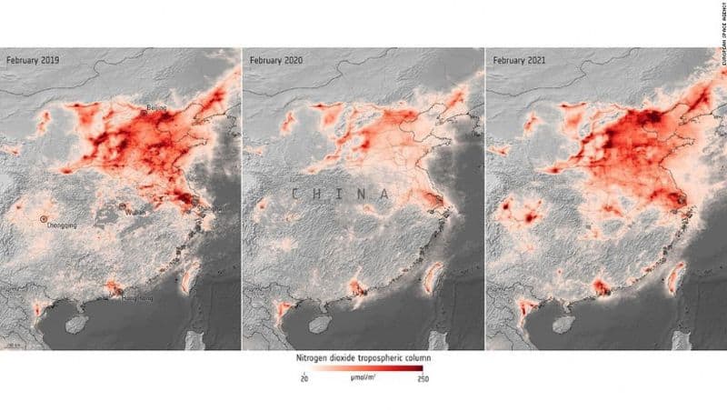 imagini din satelit - poluarea crește dramatic față de perioada de dinaintea pandemiei