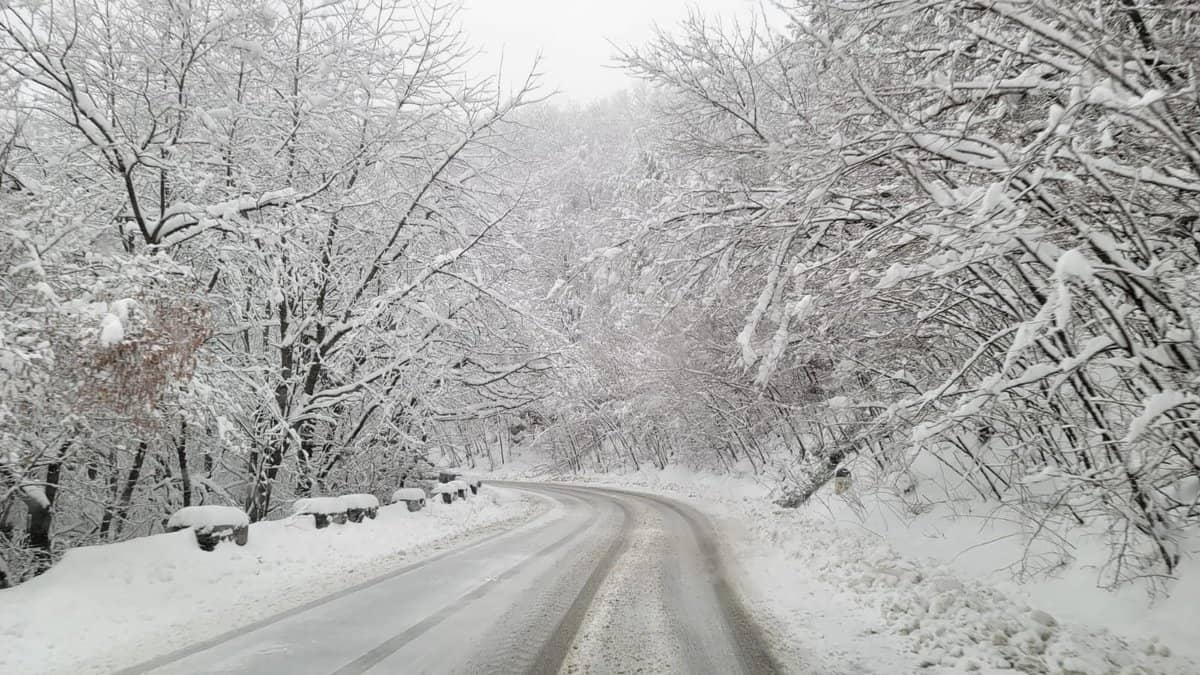drumul spre păltiniş este parţial acoperit cu zăpadă - se circulă în condiţii de iarnă