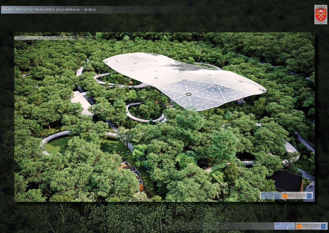 proiect inedit în dumbrava sibiului - zonă de concerte, poteci suspendate și panouri fotovoltaice peste copaci