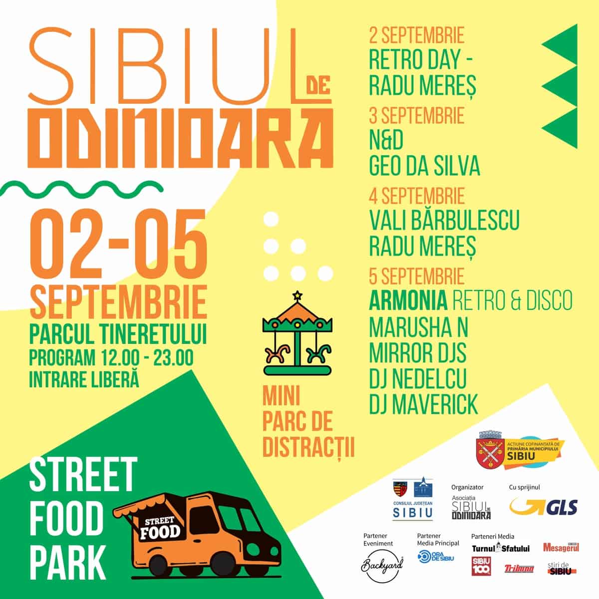 Unsprezece zile de ’’Street Food Park’’ la Sibiu – Festin culinar, concerte, retro party și miniparc de distracții în Parcul Tineretului