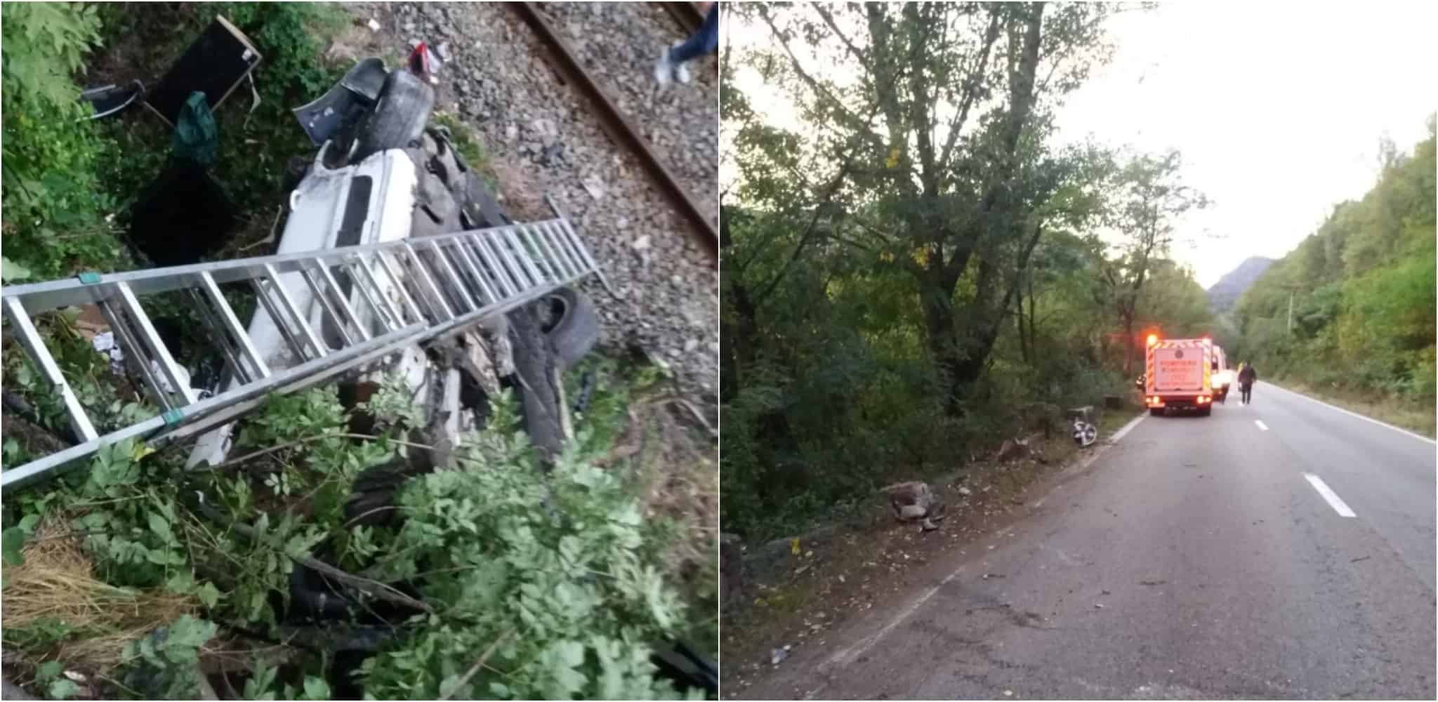 foto: accident pe valea oltului cu patru victime - o mașină a sărit lângă calea ferată