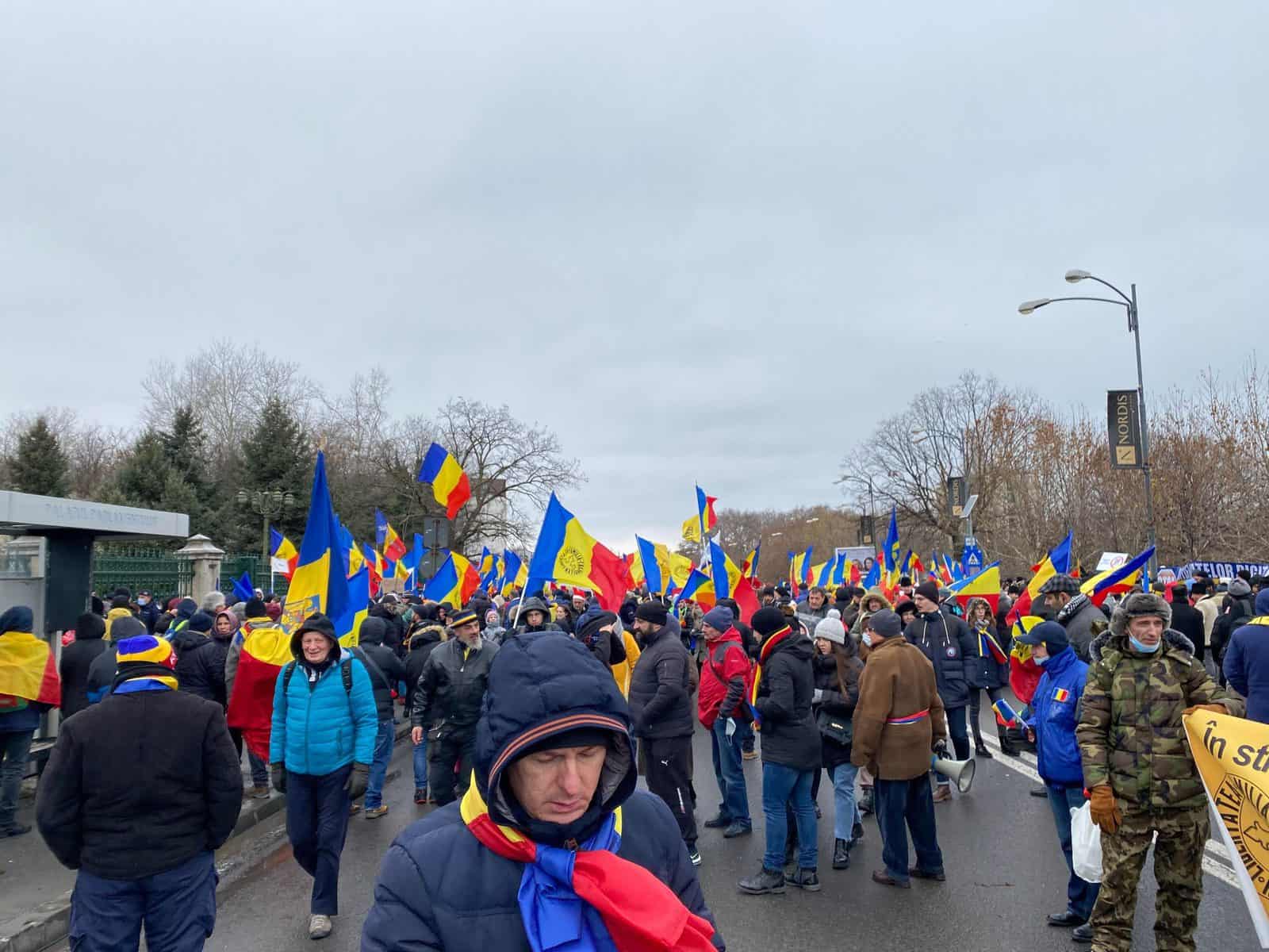 VIDEO - Protestatarii AUR au intrat în curtea Parlamentului şi vor să intre în Senat - Jandarmii intervin ca să îi împiedice