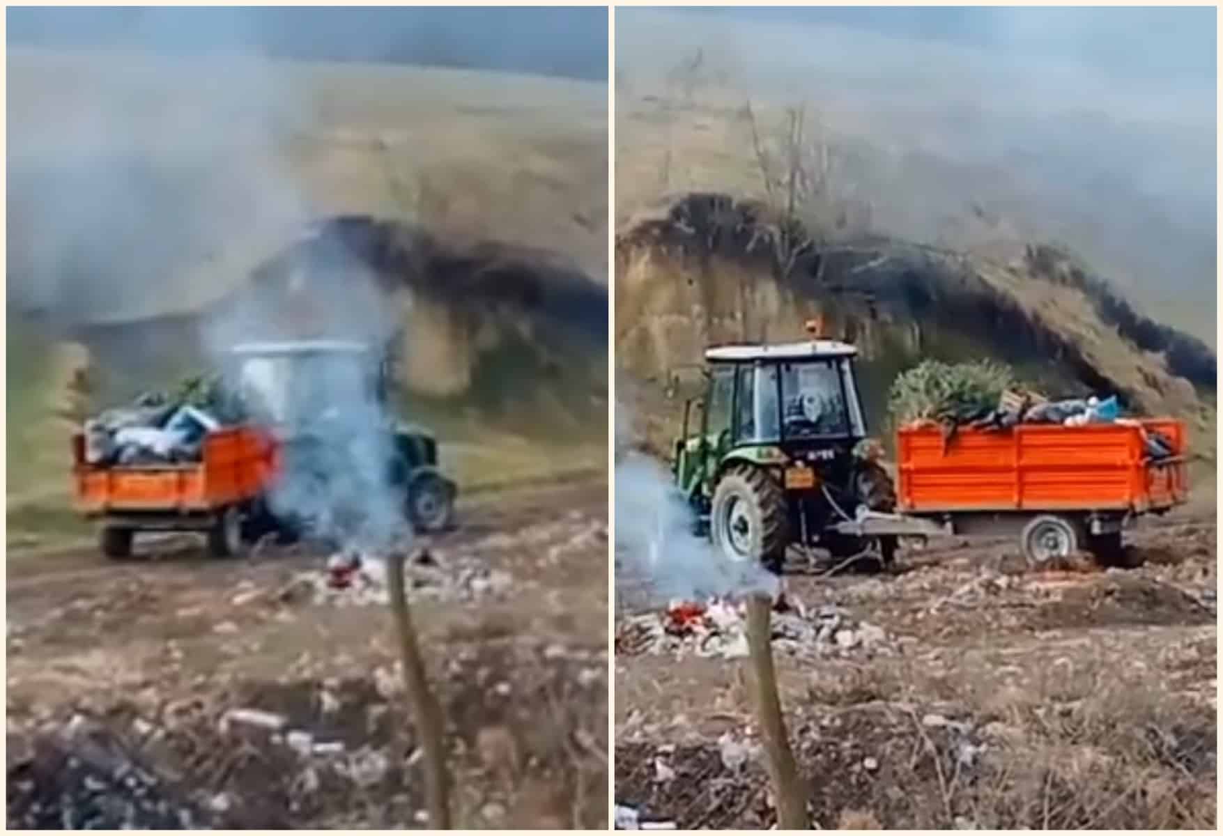 video: gunoaie aruncate la întâmplare în târnava - „tractorul e al primăriei. amenda o va plăti din banii noștri”