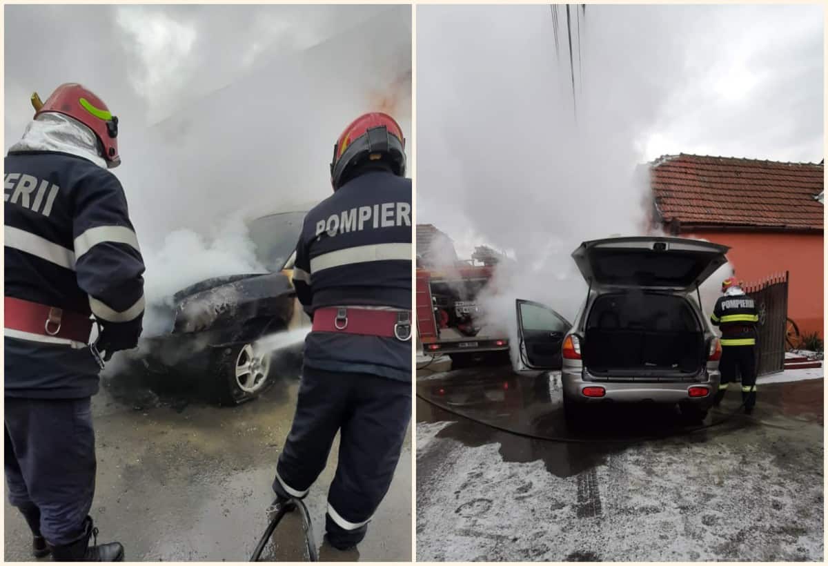 foto: incendiu auto în agârbiciu - a ars motorul