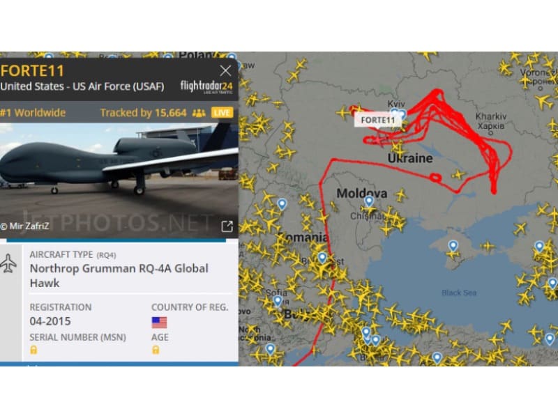 video: un avion al forțelor aeriene sua, survolează spațiul aerian ucrainean - va anunța aliații nato dacă rusia invadează ucraina